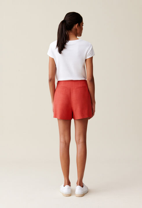 Falda-pantal&oacute;n cruzada terracota