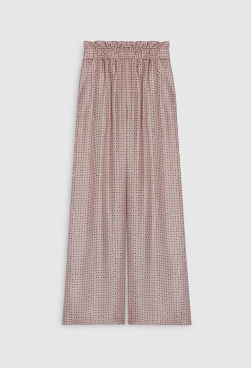 Pantalón ancho de seda en rosa