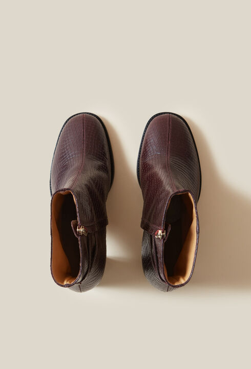Botines efecto serpiente charol