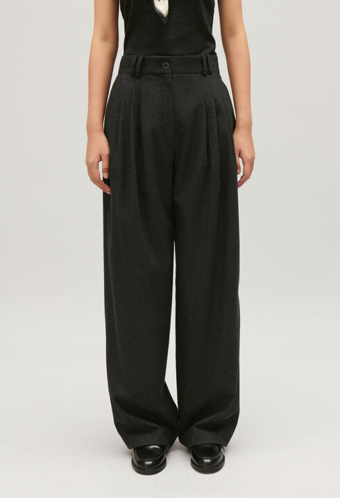 Pantalón ancho gris chiné