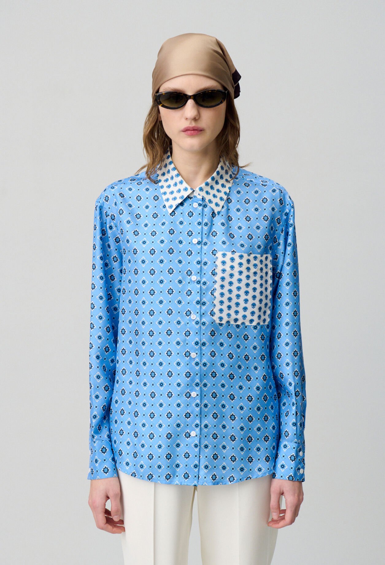 Camisa recta de seda