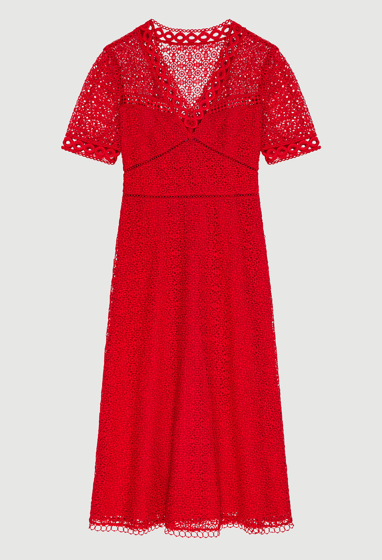 Vestido largo de guipur rojo
