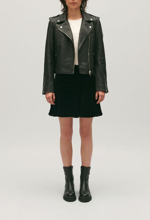 Chaqueta de cuero granulado negro 