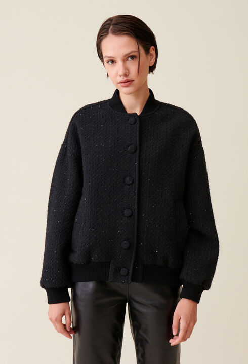 Bomber tweed negro