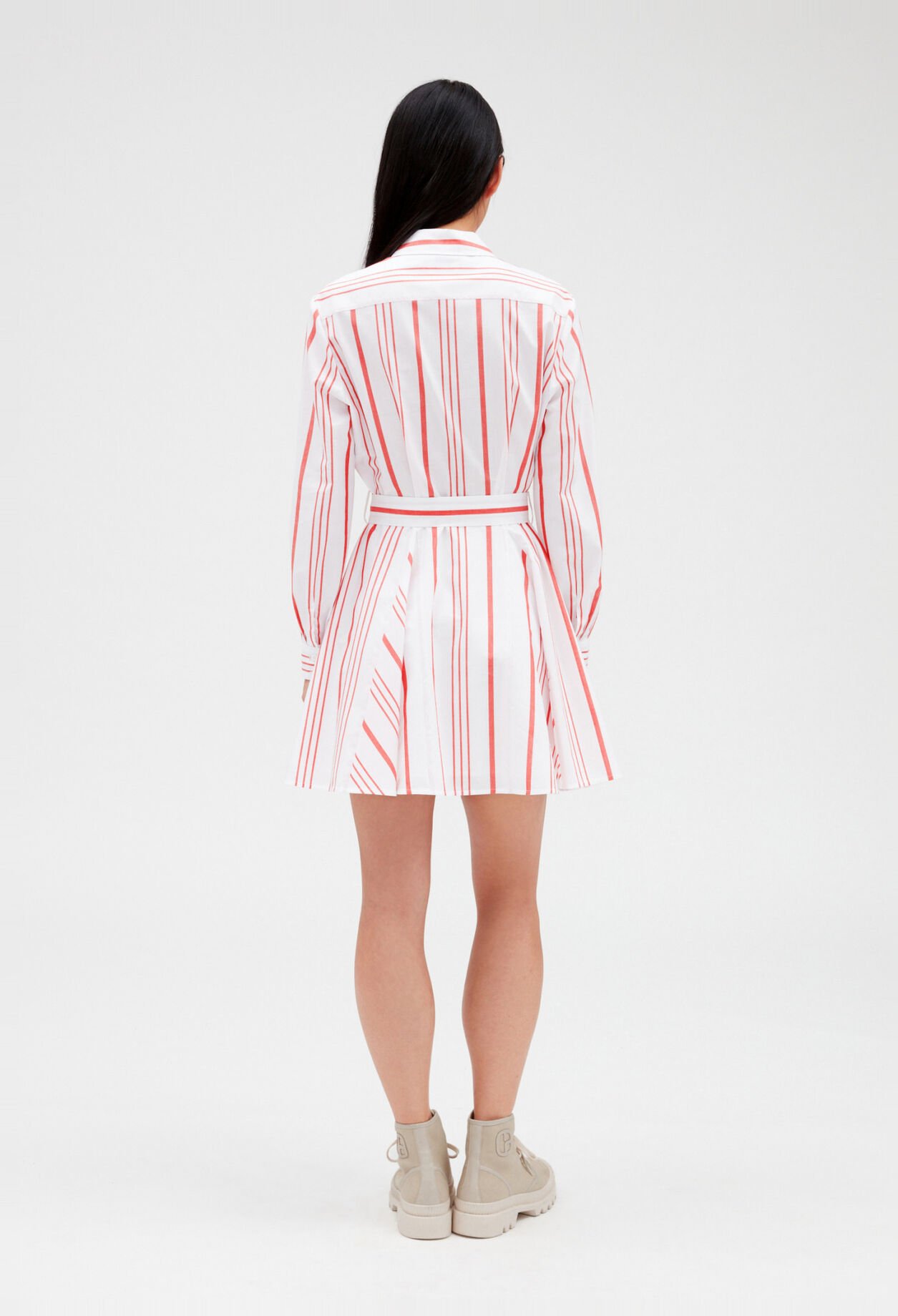 Vestido camisero corto de rayas