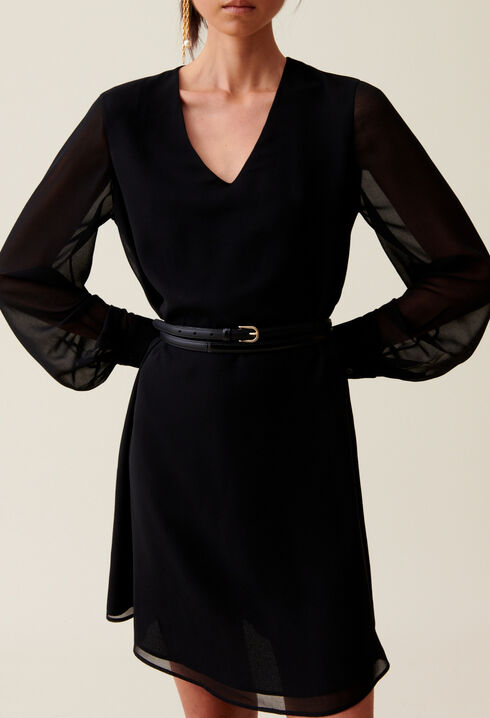 Vestido corto fluido babydoll negro