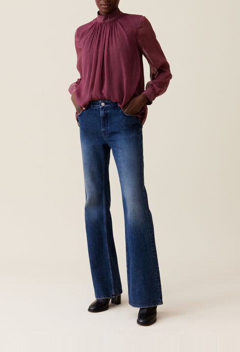 Blusa lazada cuadros fluida