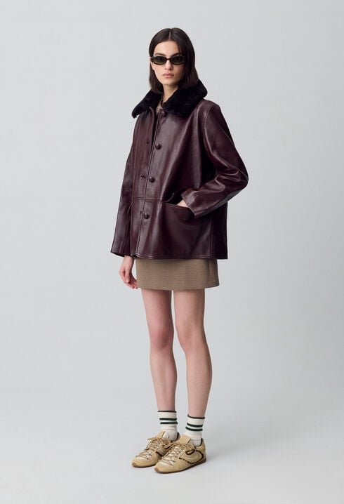 Chaqueta de cuero estilo oversize