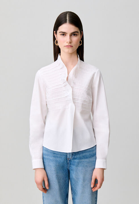 Top popel&iacute;n cuello con volantes