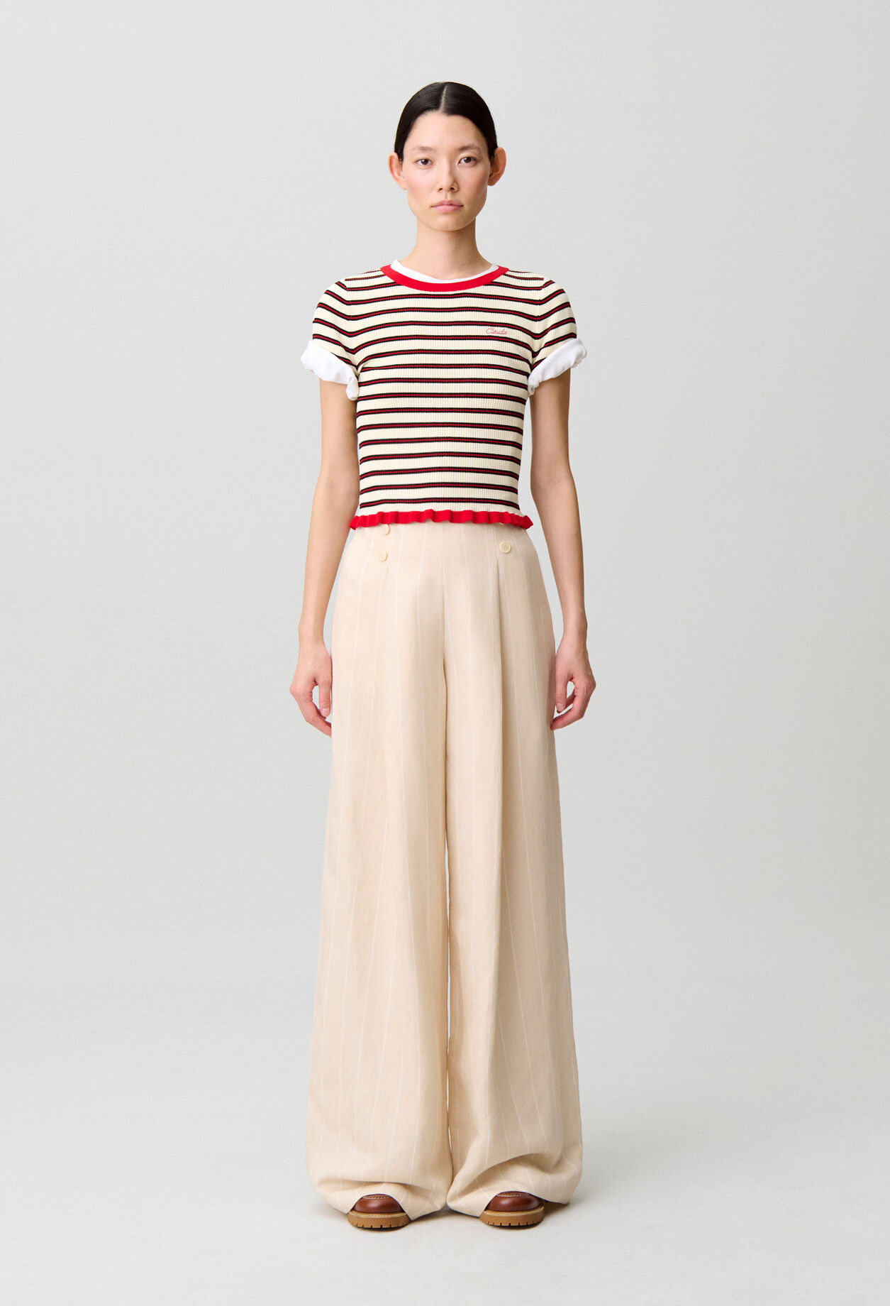 Pantalón sastre ancho lino/viscosa