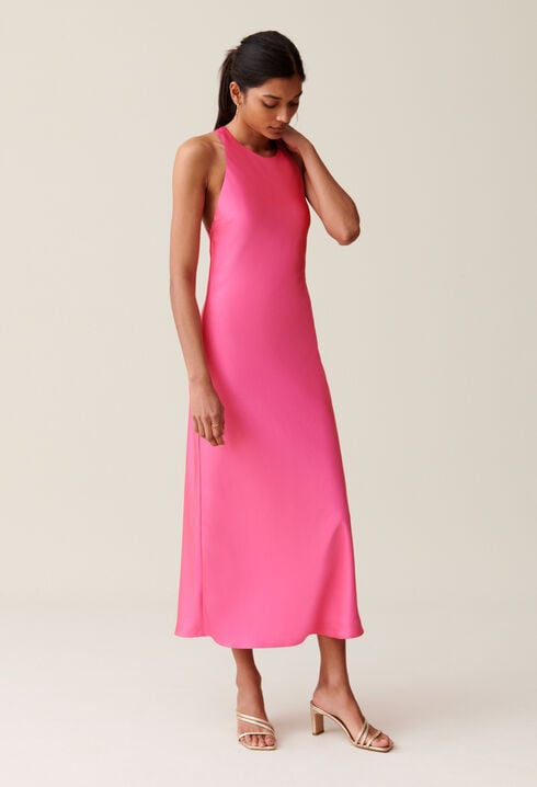 Vestido largo de raso