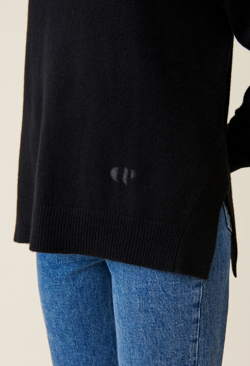 Jersey de cuello alto negro de cachemir