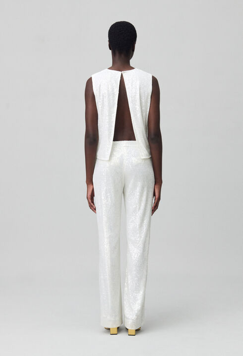 Pantalón de lentejuelas blanco