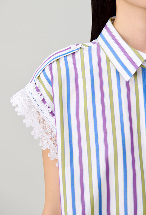 Camisa a rayas con encaje