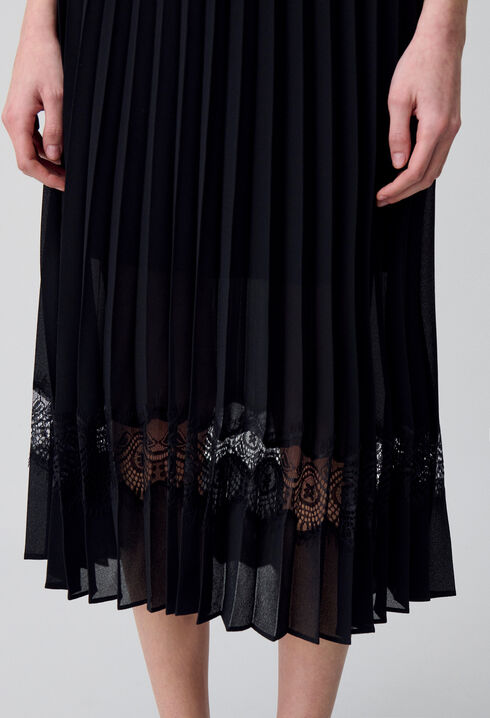 Vestido midi Twist bimaterial negro
