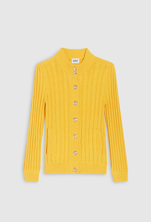 Chaqueta de punto amarillo con botones