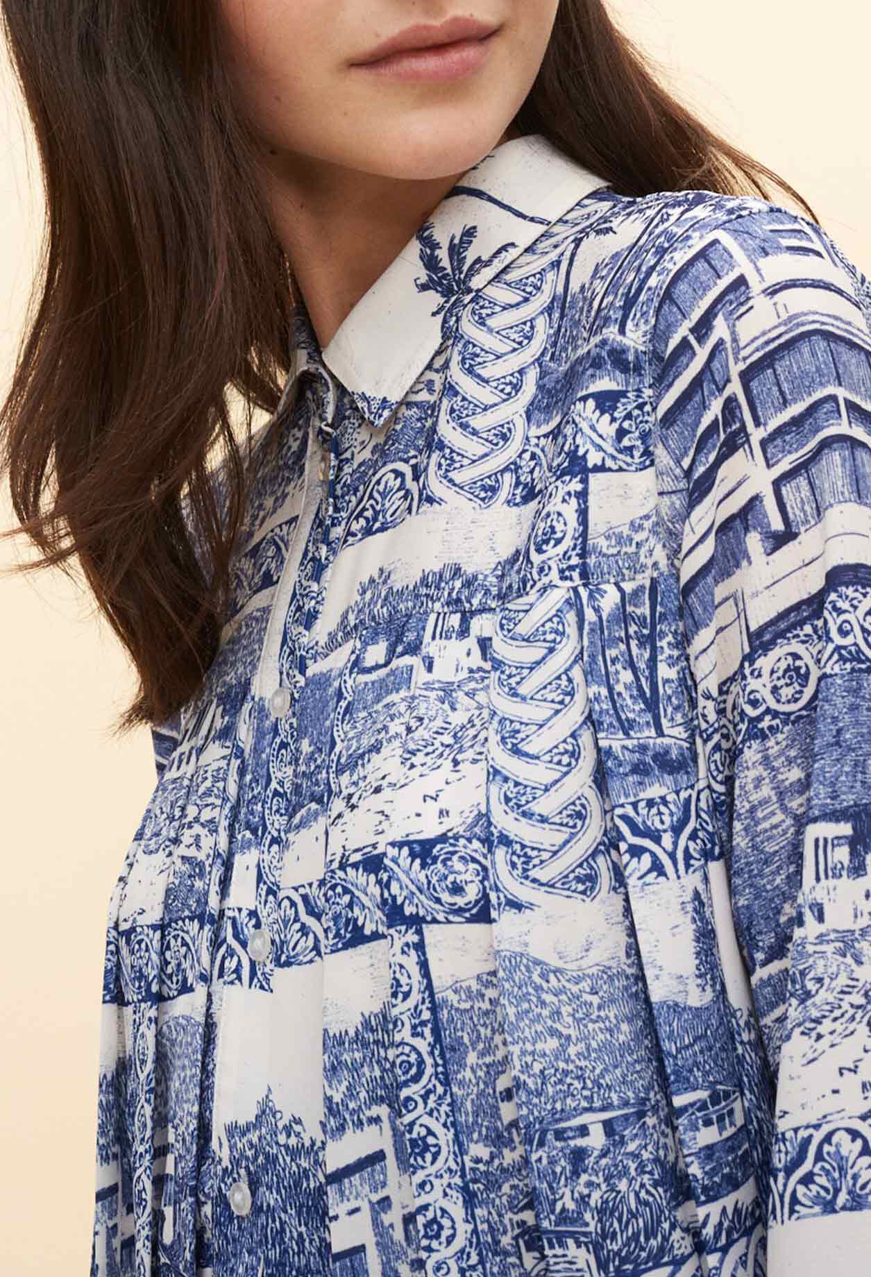 Vestido camisero con motivos