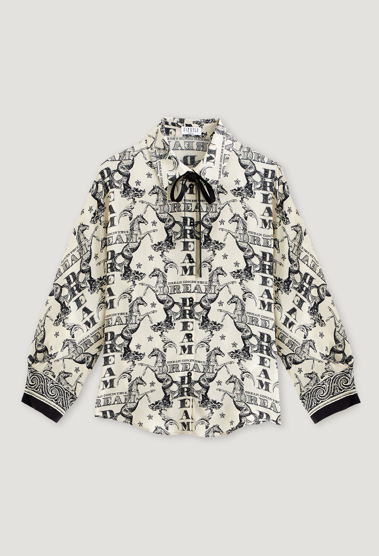 Camisa estampada de cuello Lavallière