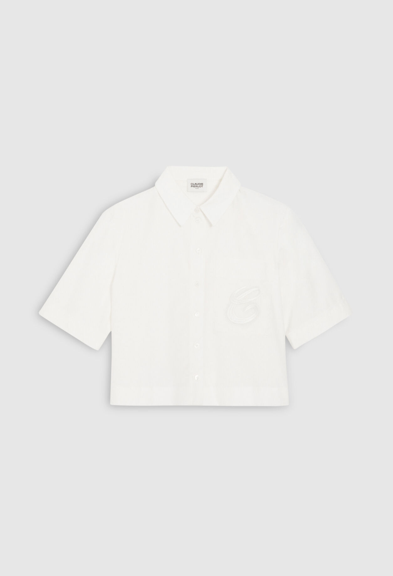 Camisa corta bordada cruda