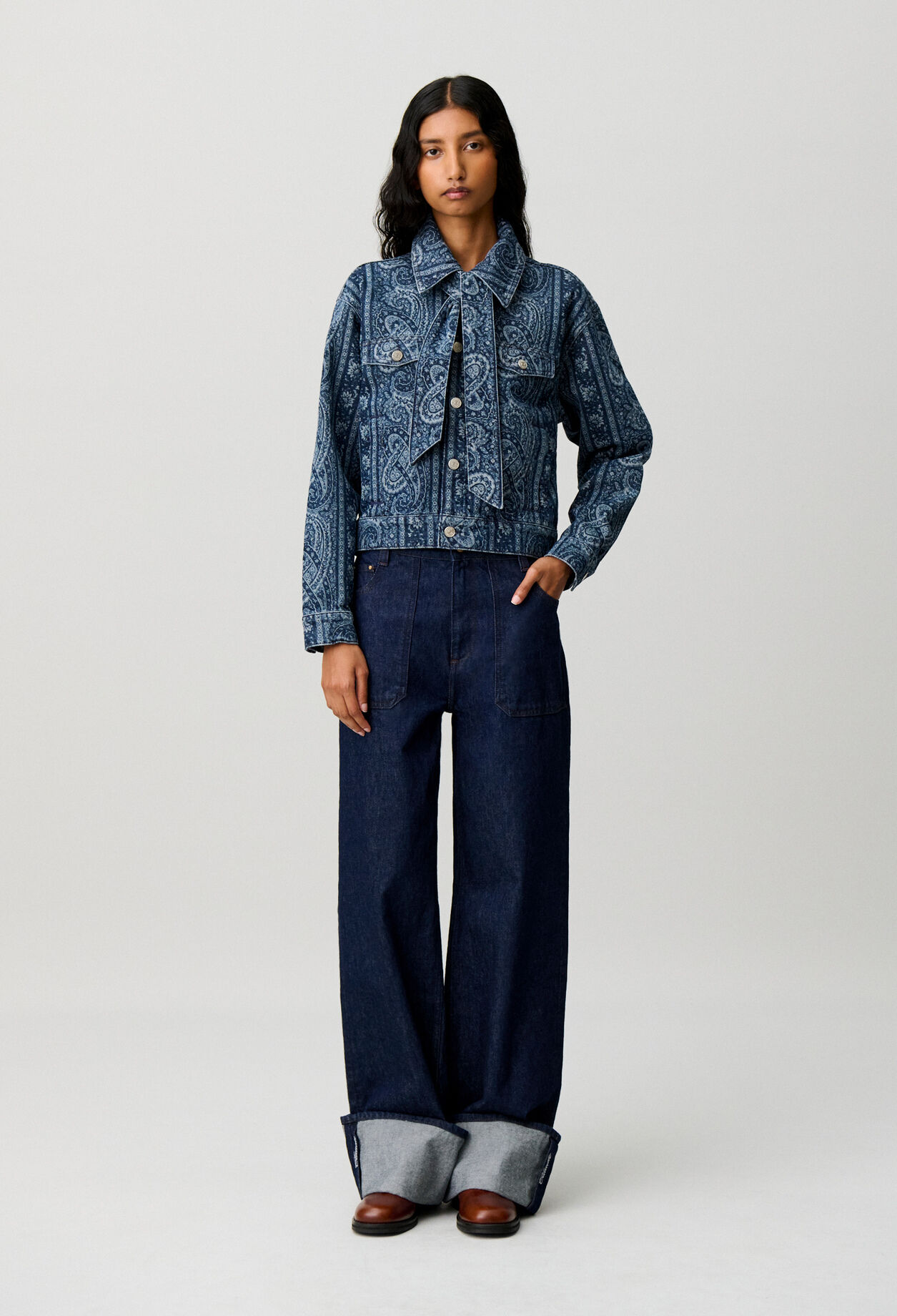 Chaqueta de denim estampada