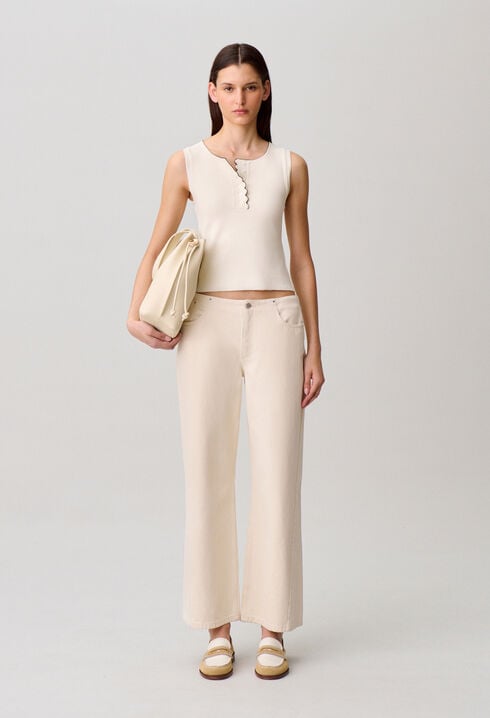 Top en maille &eacute;cru