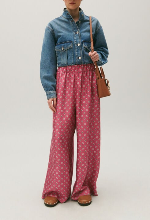 Pantalón satinado con estampado