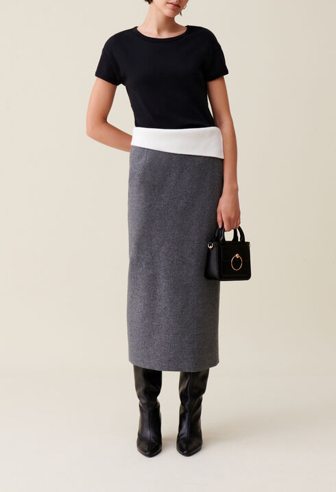 Falda recta gris