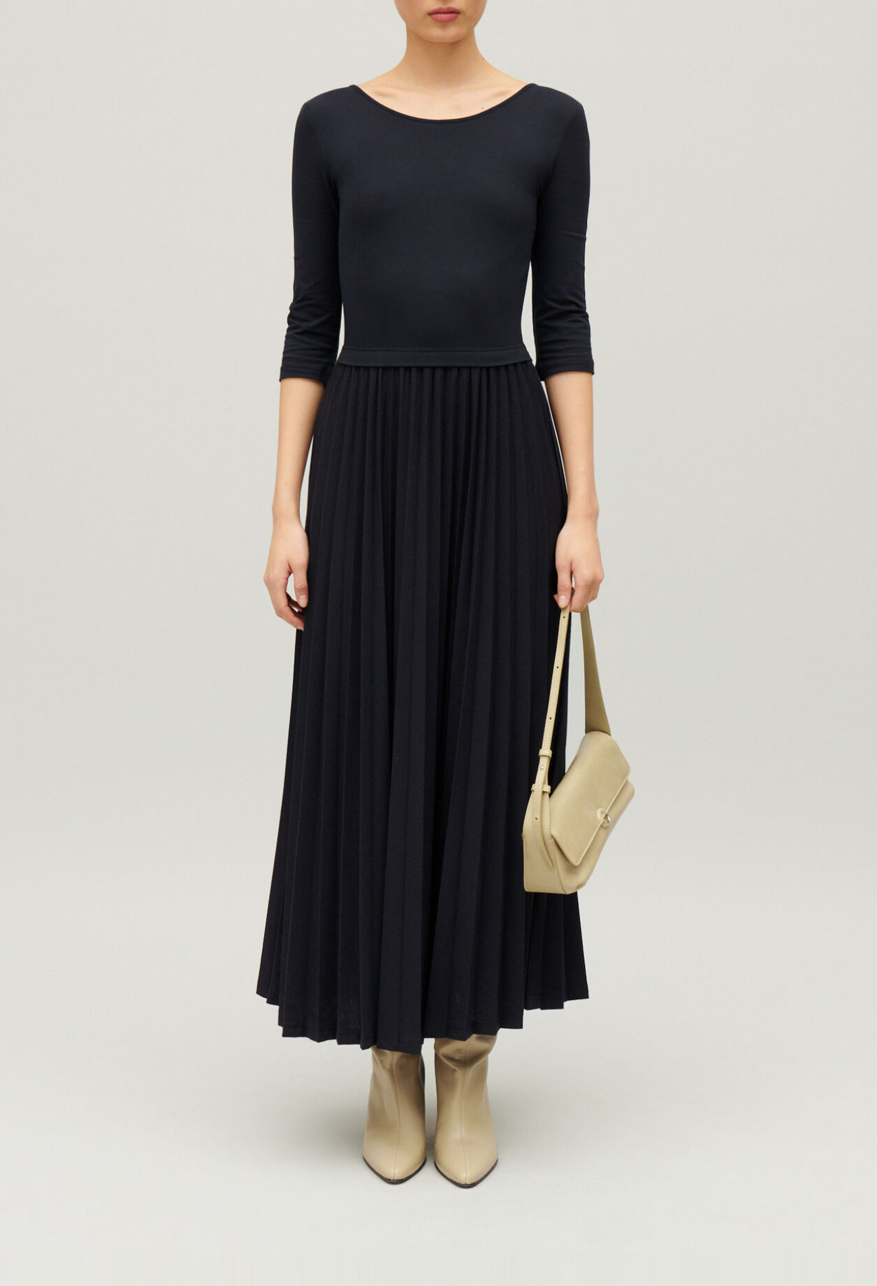 Vestido largo Twist plisado bicolor