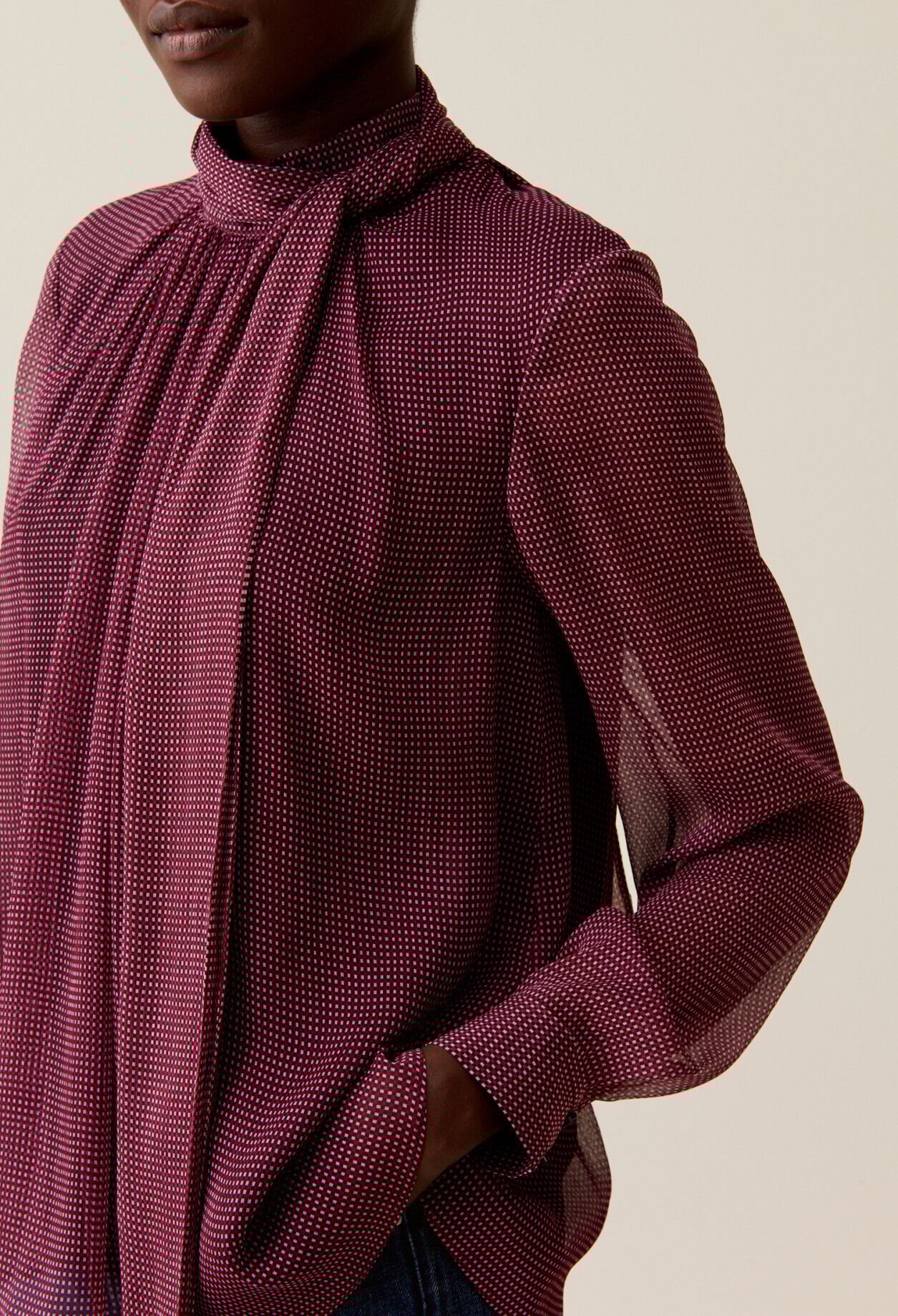 Blusa lazada cuadros fluida