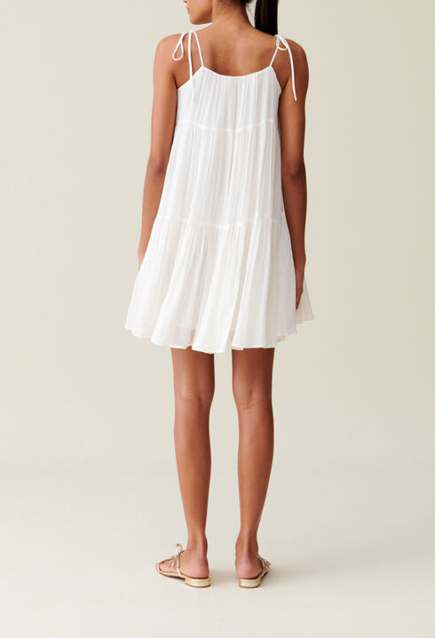 Vestido corto babydoll crudo