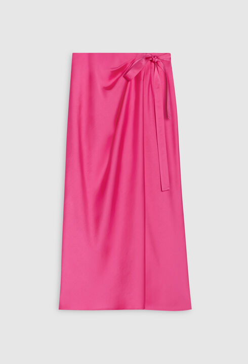 Falda midi anudada en rosa