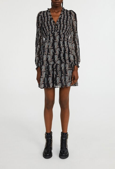 Vestido corto con estampado de cachemir