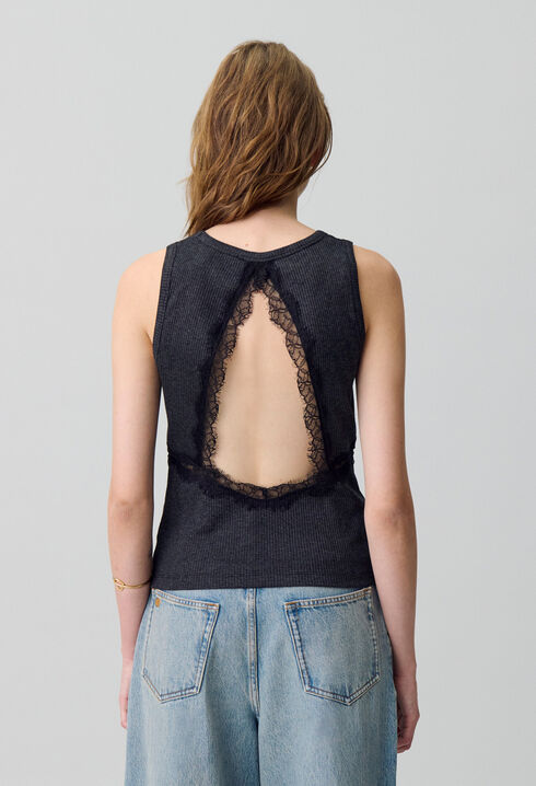 Camiseta sin mangas con encaje