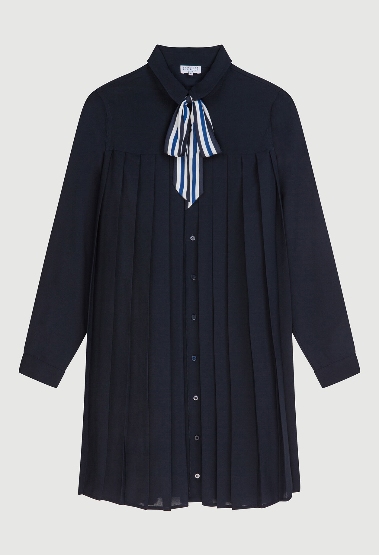 Vestido camisero plisado Lavallière