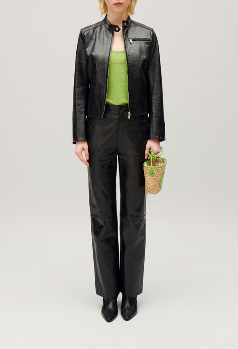 Pantal&oacute;n cuero negro