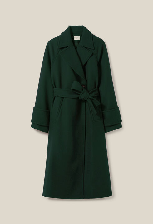 Abrigo largo estilo trench verde