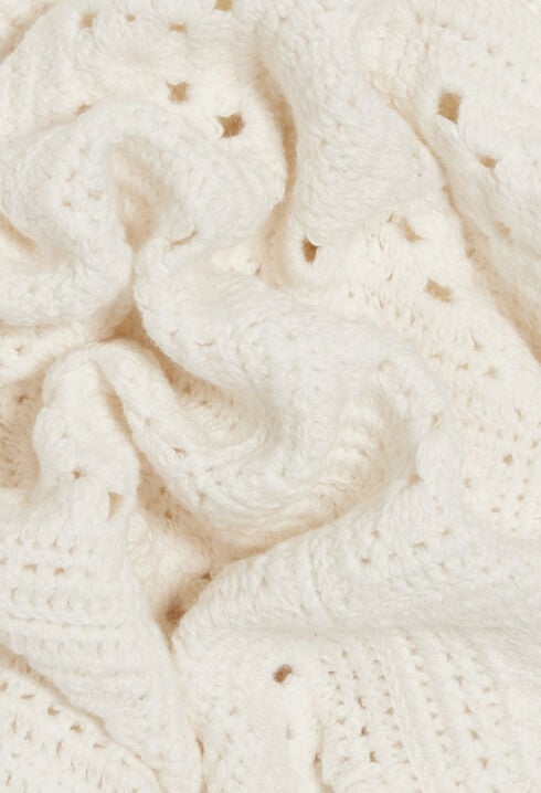 Vestido corto algodón calado color crudo