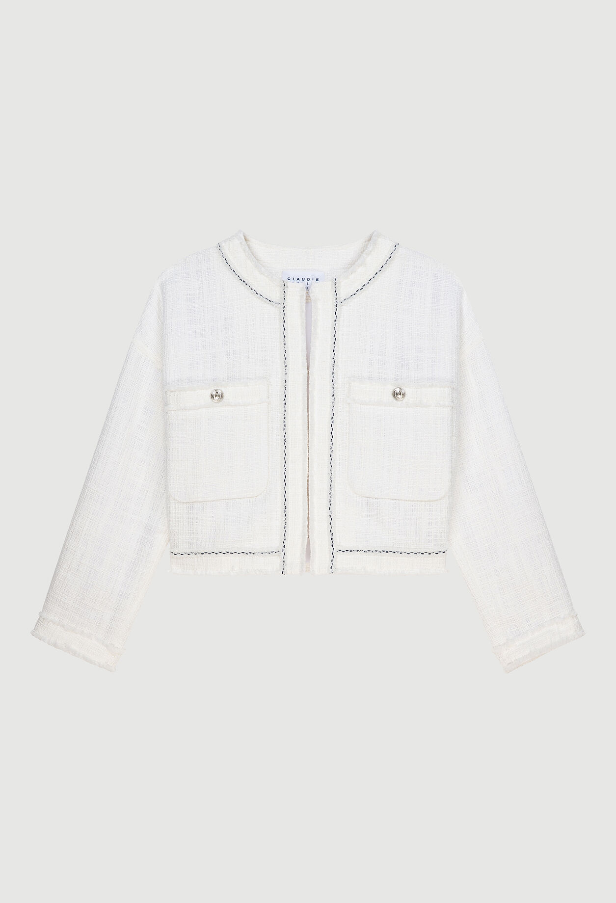 Chaqueta corta blanca asargada