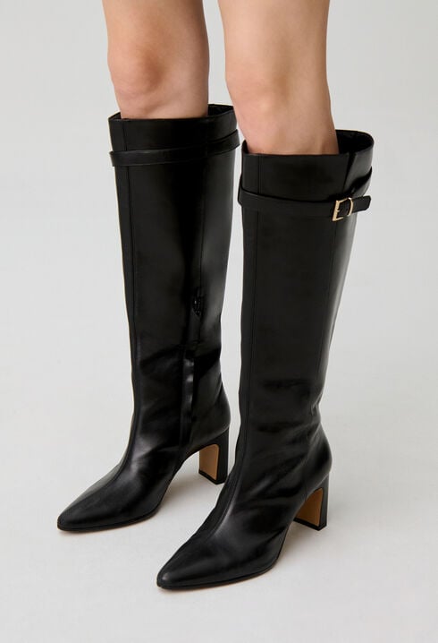 Botas altas de piel lisa encerada