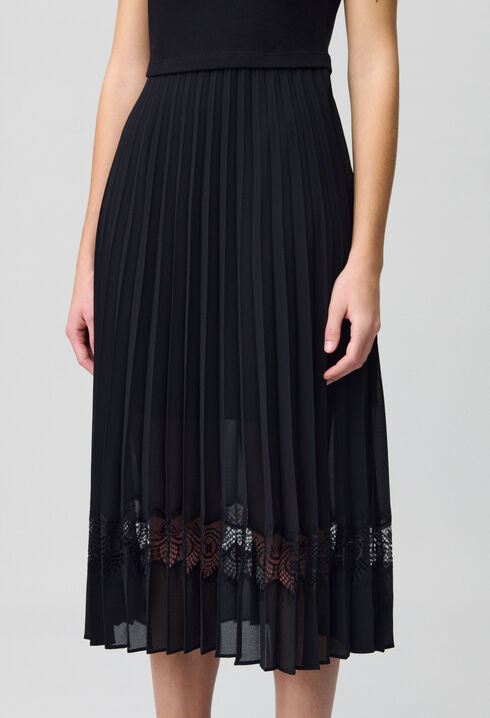 Vestido midi Twist bimaterial negro