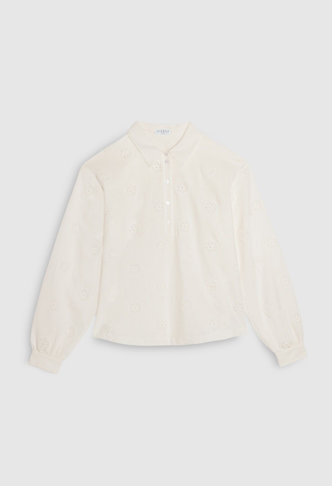 Blusa de manga larga y cuello polo