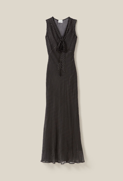 Vestido largo transparente lunares