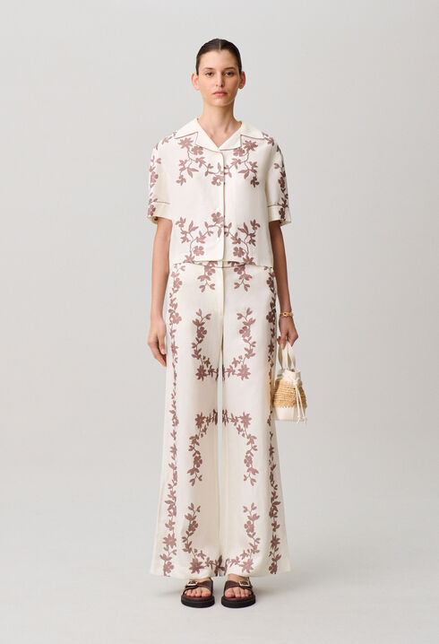 Pantal&oacute;n ancho de flores