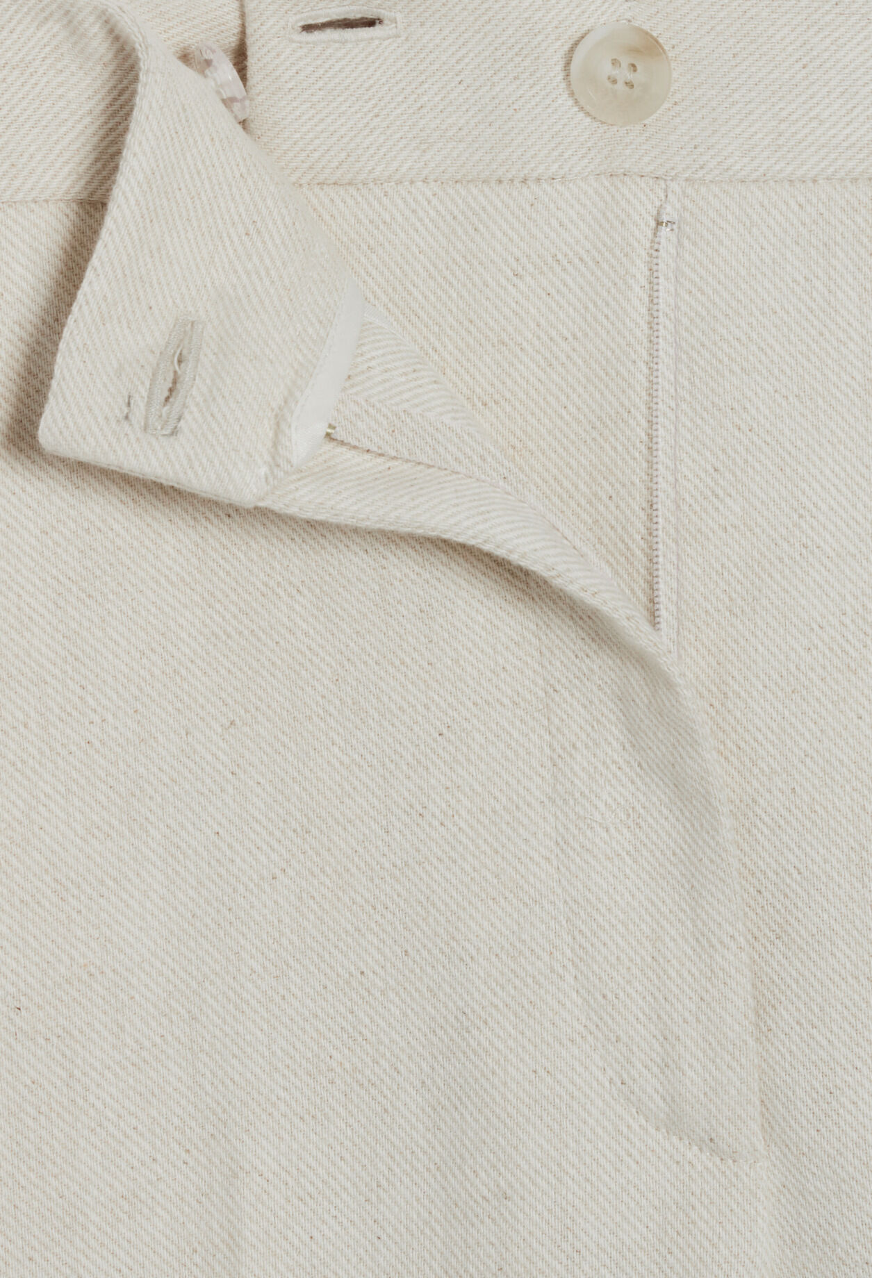 Pantalón beige de algodón y lino
