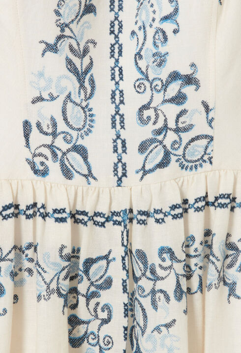 Vestido de lino estampado