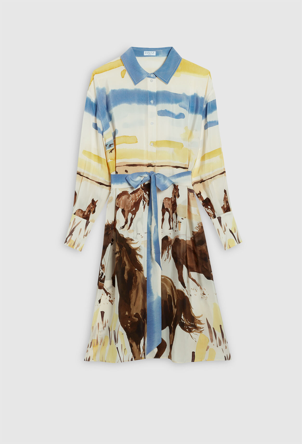 Vestido de seda estampada