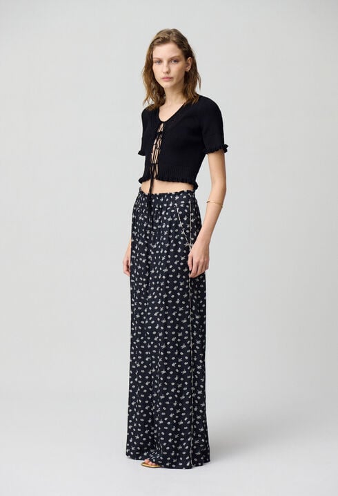 Pantalón ancho fluido estampado
