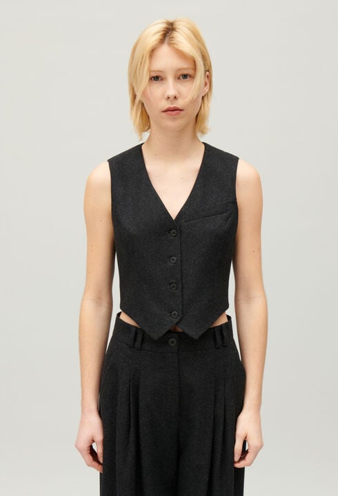 Chaleco traje gris chiné