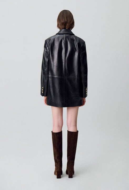 Chaqueta de cuero estilo oversize