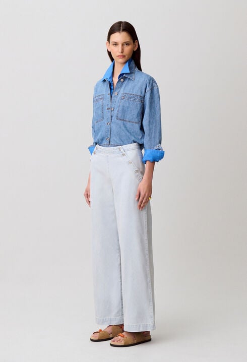 Vaquero con puente de denim